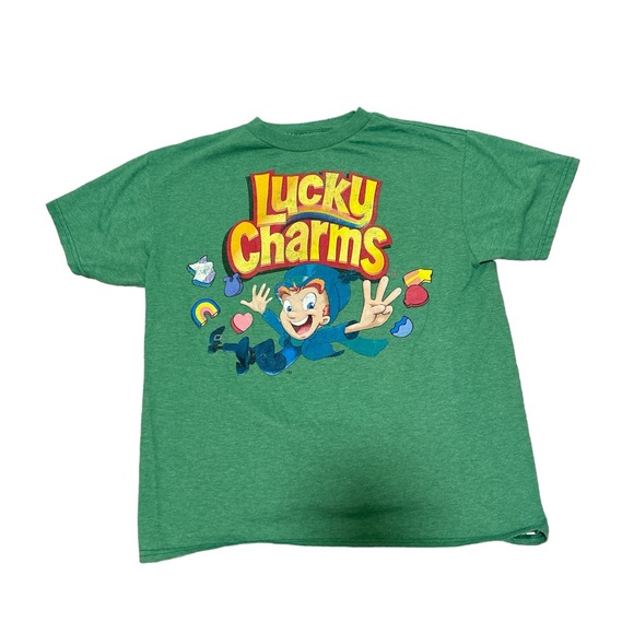 🌺Bright Green Short Sleeve Tee with Lucky Charms Graphic - Picture 1 of 3